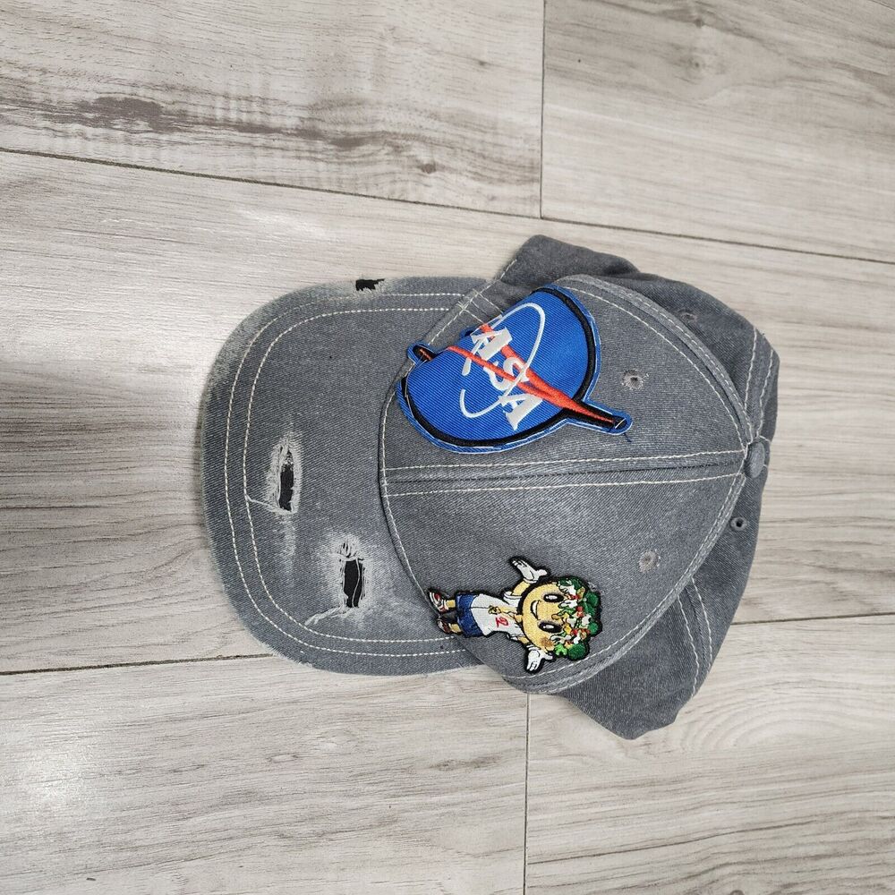 NASA Distressed  Hat Adjustable Embroidered Patch Logo Headwear Cap